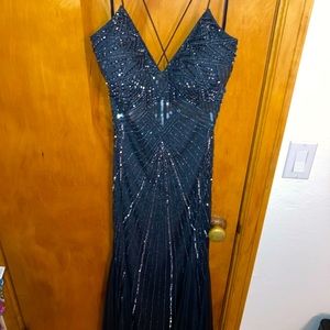 Authentic Marina brand beaded sequin maxi dress